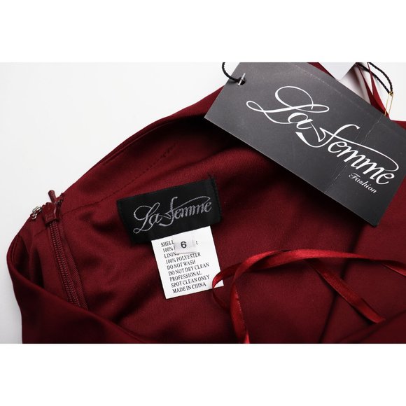 NWT La Femme 28176 One Shoulder Thigh Slit Dress 6 - Picture 7 of 8